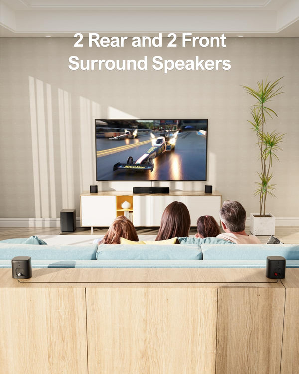 7.1ch Virtual Surround Sound Bar with 4 Surround Speakers & Subwoofer