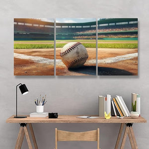 Baseball Canvas Wall Art Set of 3