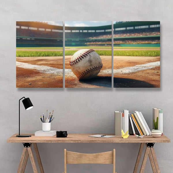 Baseball Canvas Wall Art Set of 3
