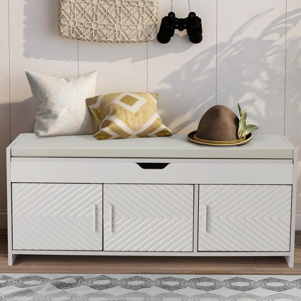 Lift Top Storage Bench with Cushioned Seat