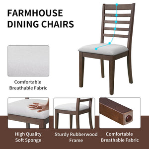7-Piece Extendable Farmhouse Dining Table Set with 6 Upholstered Chairs