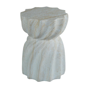 Sculptural MgO Outdoor Side Table with Faux Travertine Texture