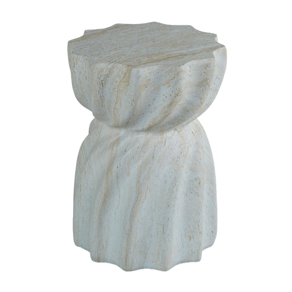 Sculptural MgO Outdoor Side Table with Faux Travertine Texture