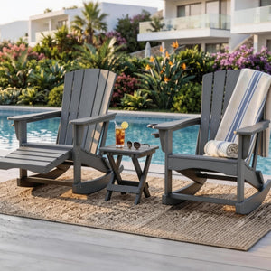4-in-1 HDPE Adirondack Rocking Chair with Ottoman & Cup Holder