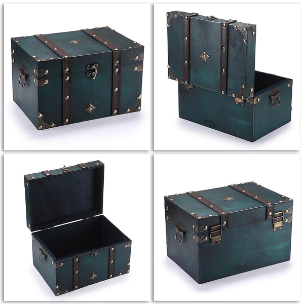 Vintage Wooden Treasure Chest Box