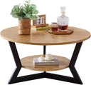 Round Coffee Table with 2-Tier Storage