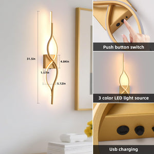 LED Wall Sconces Set of 2 – Dimmable, Remote Control, USB Rechargeable