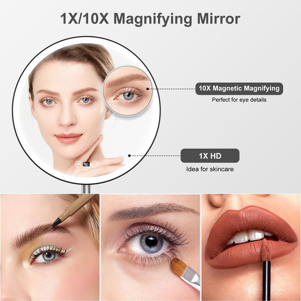 LED Makeup Mirror with Lights & 10x Magnification