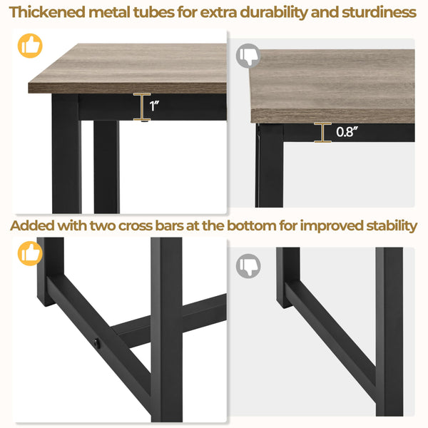 3-Piece Industrial Dining Table Set with 2 Stools