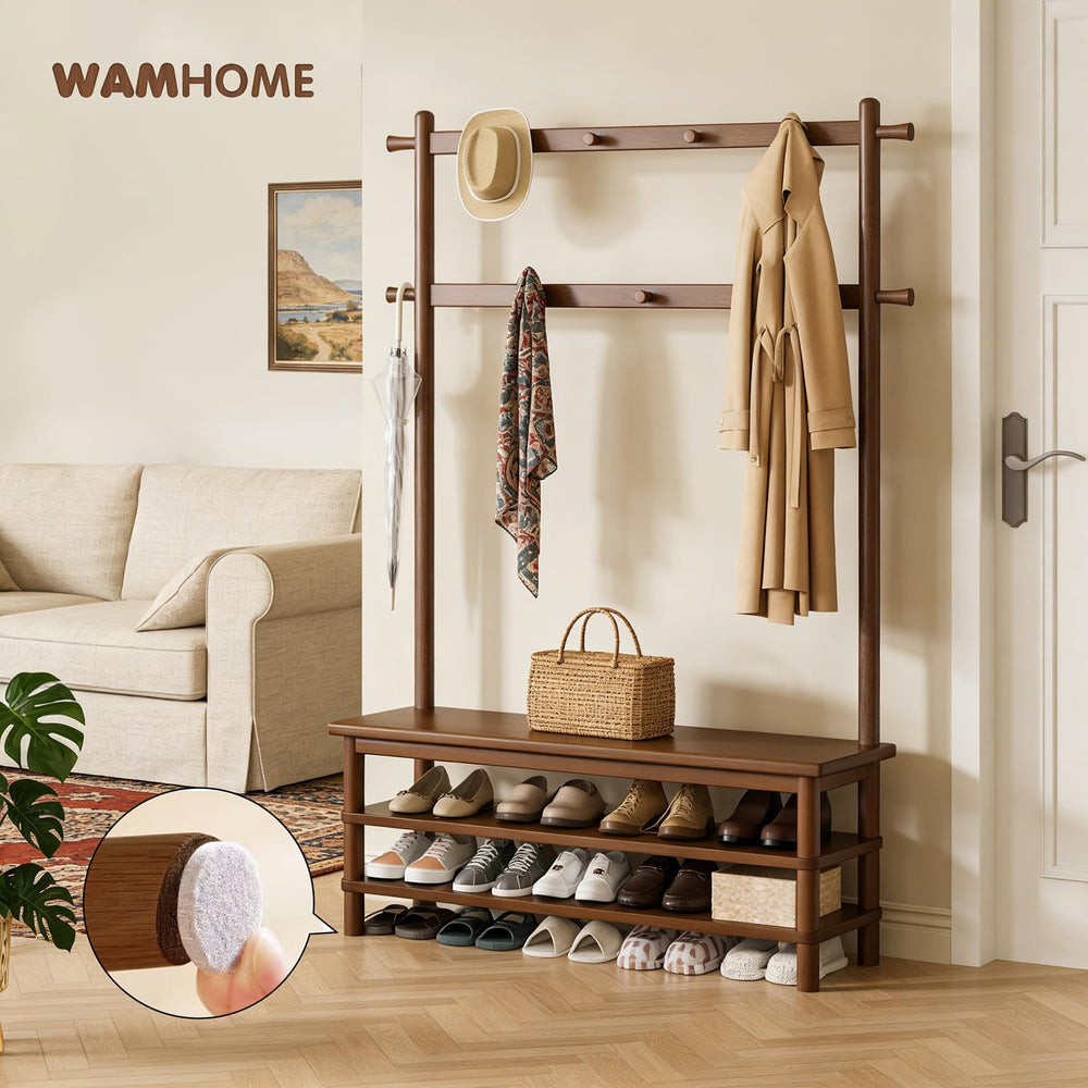 3-in-1 Entryway Hall Tree with Bench and Shoe Storage