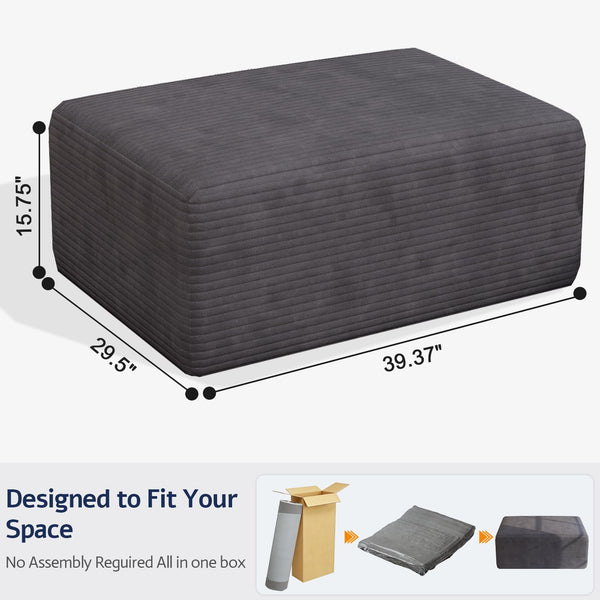 Oversized Corduroy Cloud Ottoman – Rectangle Pouf with 28D Foam