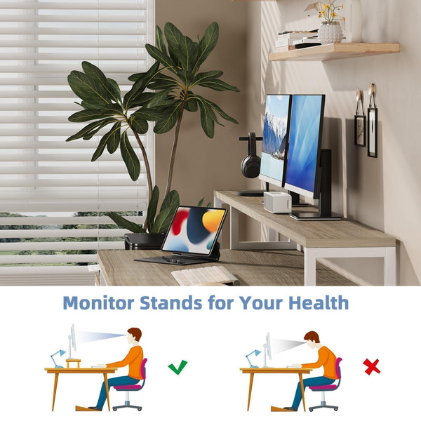 67-Inch Home Office Desk with Drawers, LED Lights & Monitor Stand