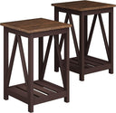 Farmhouse End Table with Storage Shelf – 2 Pack