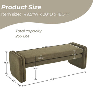 Upholstered Boucle Sherpa Bench 50" – Bedroom, Entryway & Vanity Seat