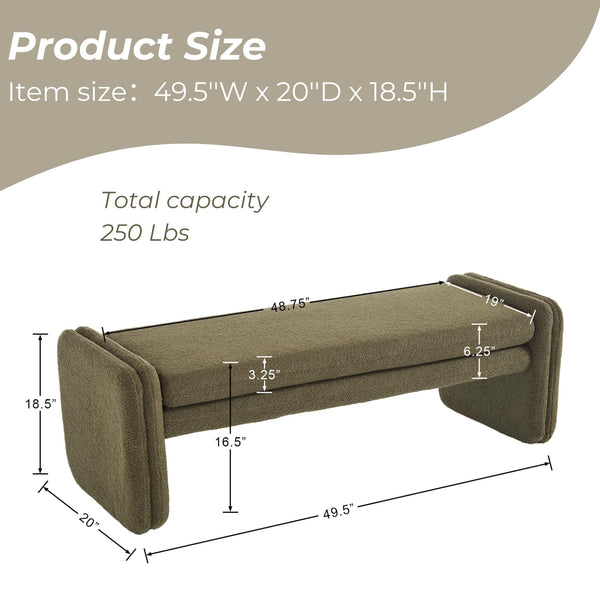 Upholstered Boucle Sherpa Bench 50" – Bedroom, Entryway & Vanity Seat