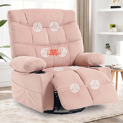 Power Swivel Rocker Recliner with Massage & Heat