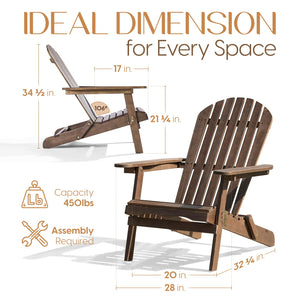 Folding Eucalyptus Adirondack Chair Set of 2