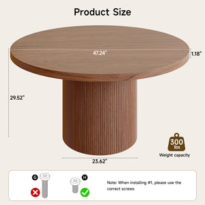47-Inch Round Dining Table with Wood Strip Base