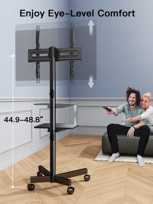 Rolling TV Stand on Wheels for 23-60 Inch TVs with Adjustable Shelf
