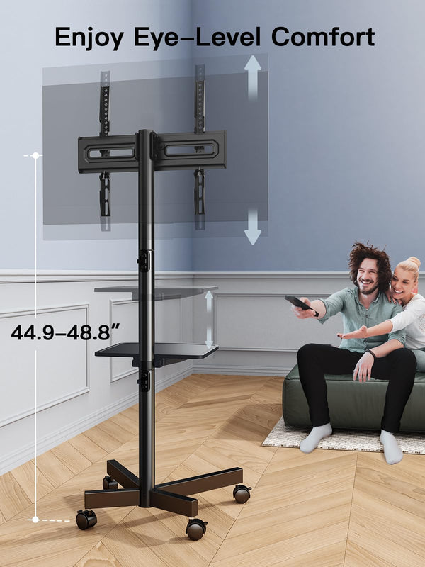 Rolling TV Stand on Wheels for 23-60 Inch TVs with Adjustable Shelf