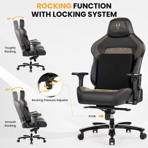 Big & Tall Gaming Chair 440LBS, Memory Foam, 4D Armrests, High-Back