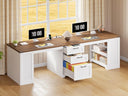 94.5" 2-Person Computer Desk with Power Outlet, Drawers & Adjustable Shelves