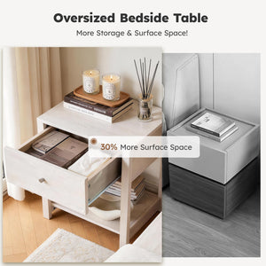 Nightstand with Drawer and Open Storage Shelf