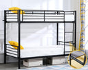 Twin Over Twin Metal Bunk Bed with Flat Ladder & High Guardrail