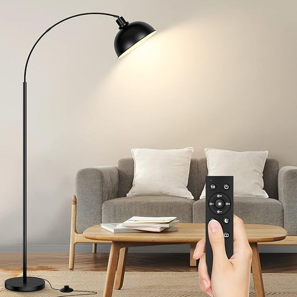 Arc Floor Lamp with Remote & Dome Shade
