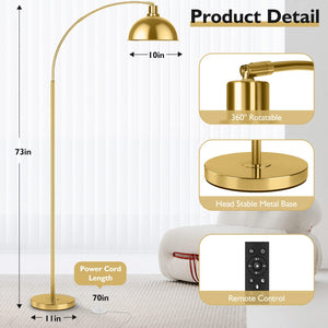 Arc Floor Lamp with Remote & Dome Shade