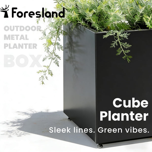 Metal Outdoor Planter Box with Drainage & Adjustable Feet