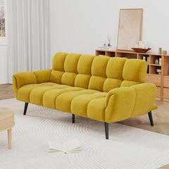 Convertible Futon Sofa Bed – 76.77" Linen Sleeper Couch with Adjustable Backrest