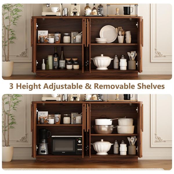 57-Inch Sideboard Buffet Cabinet with Adjustable Shelves