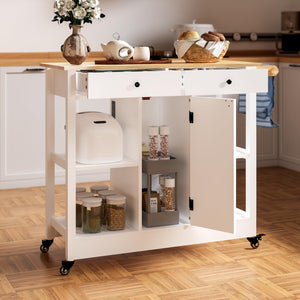Rolling Kitchen Island Cart with Storage