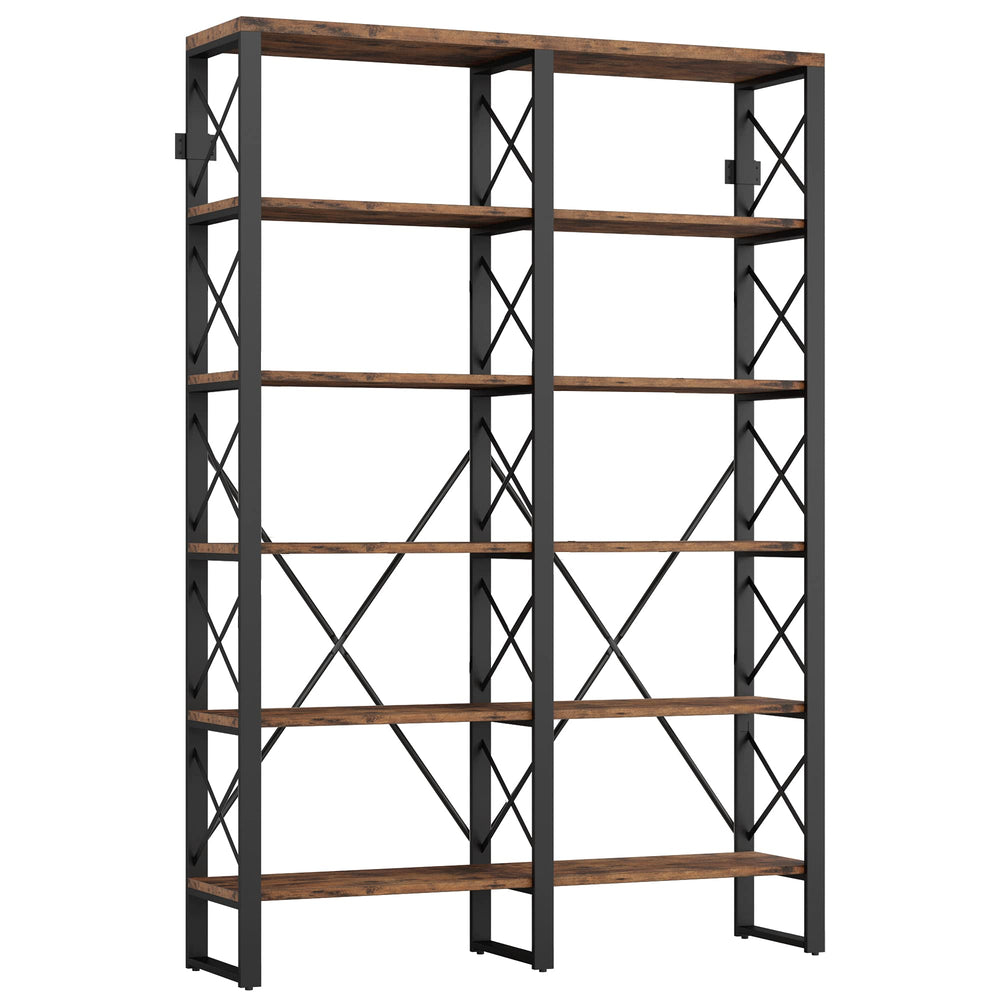 Double Wide 6-Tier Bookshelf 76"H