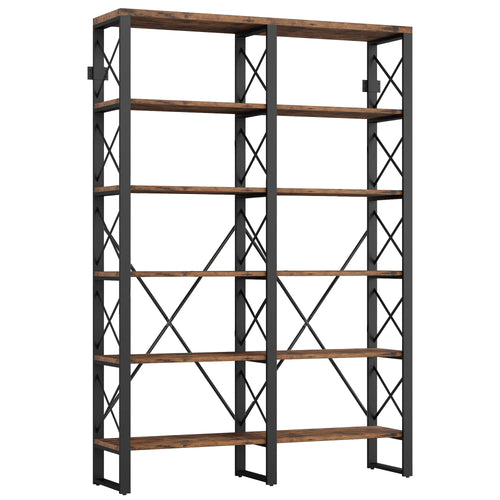 Double Wide 6-Tier Bookshelf 76"H