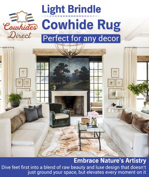 Genuine Cowhide Area Rug – Light Brindle, 72" x 84"