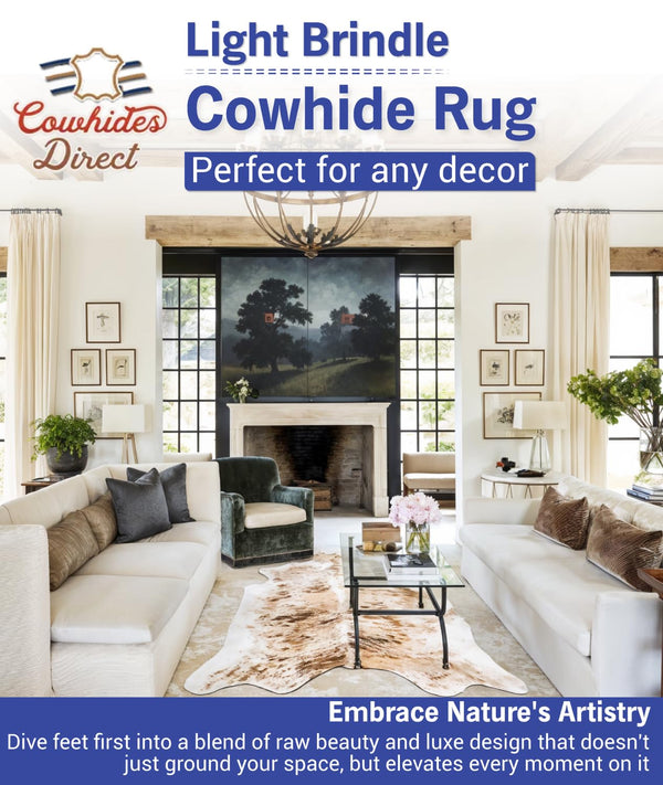Genuine Cowhide Area Rug – Light Brindle, 72" x 84"