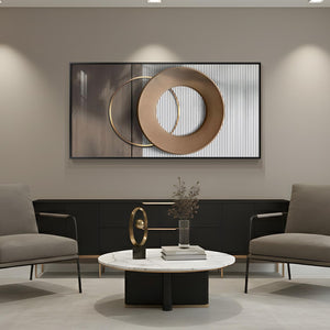 Large Framed Abstract Wall Art – 28x57 Inch Geometric Canvas Print