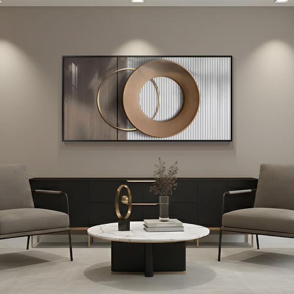 Large Framed Abstract Wall Art – 28x57 Inch Geometric Canvas Print