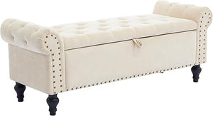 51" Linen Storage Ottoman Bench with Hidden Compartment