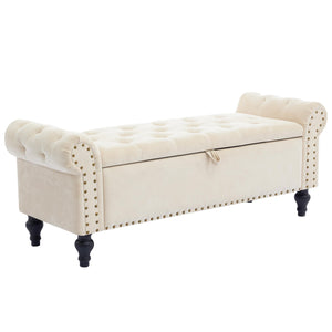 51" Linen Storage Ottoman Bench with Hidden Compartment