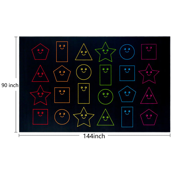 Kids Classroom Rug – Smiley Face Nylon Area Rug, 7'8" x 12'
