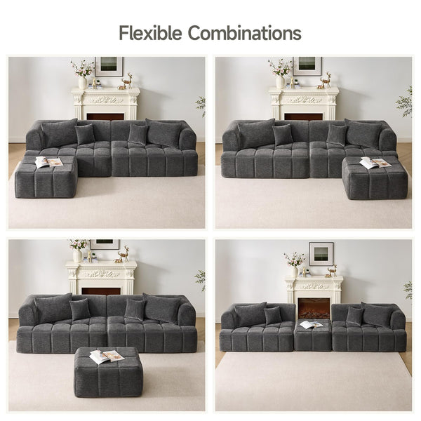 L-Shaped Modular Sectional Sofa with Chaise