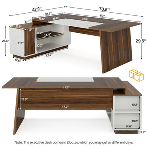 L-Shaped Executive Office Desk with Storage