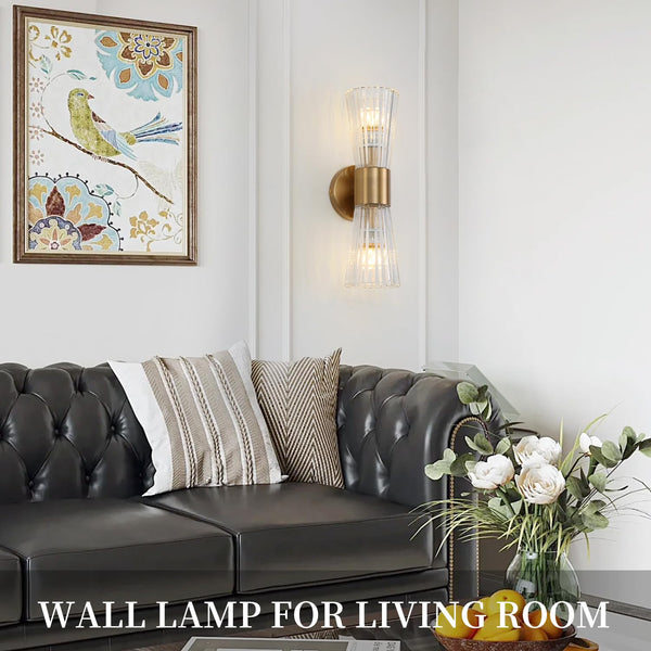 Mid-Century Modern 2-Light Wall Sconce – Gold Glass Shade