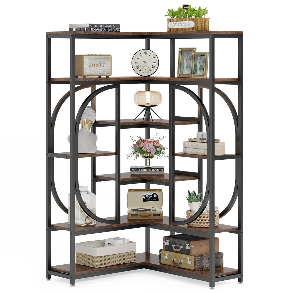 7-Shelf L-Shaped Corner Bookshelf