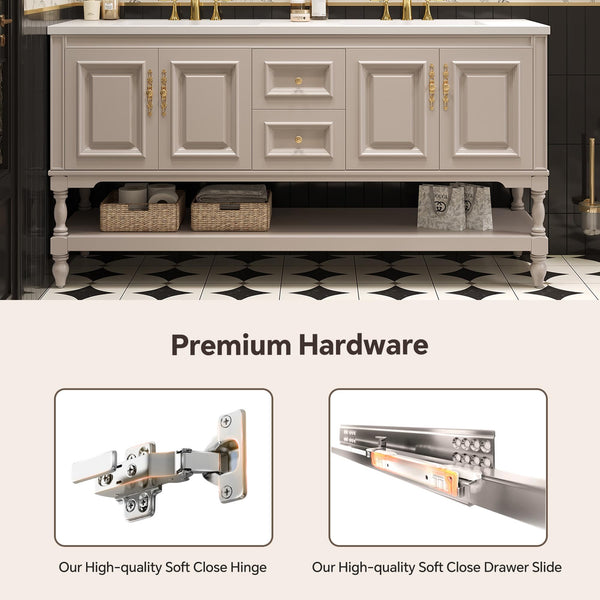 Bathroom Vanity with Sink, Smart Mirror & Open Shelves