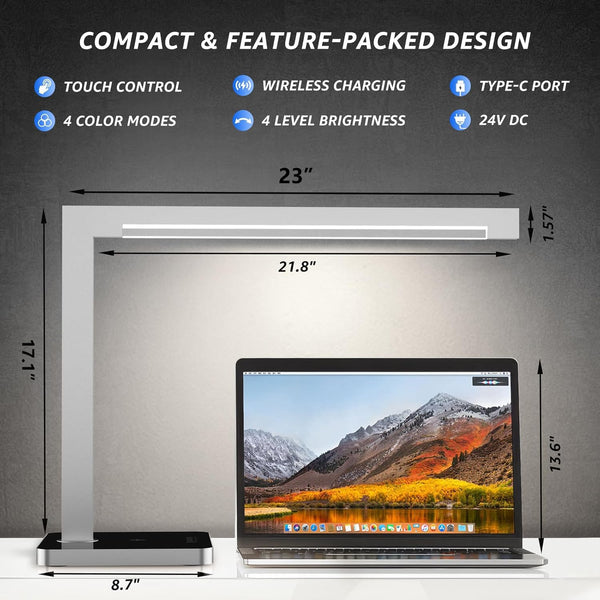 LED Desk Lamp with Charging Station & Type-C Port