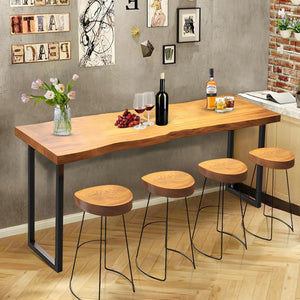 55" Solid Wood Industrial Bar Table – Counter Height Pub Table